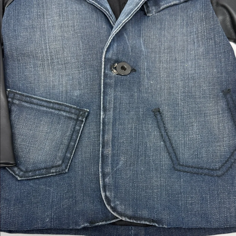Aven Kid’s Denim and Leather Sport Jacket - Black and Blue Sunday Best Size 2T - Picture 2 of 8